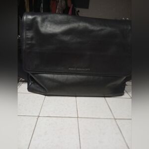Mario Hernandez Black Leather Messenger/Shoulder Bag - Crossbody - Laptop Bag